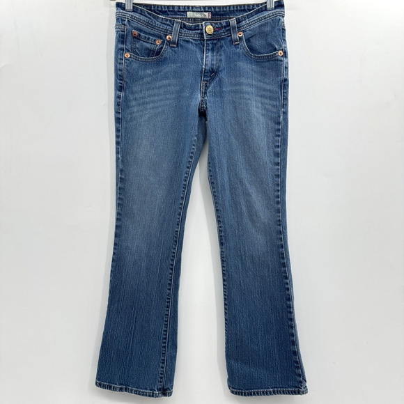 Levi's 518 Superlow Bootcut Jeans Sz 9M Blue VTG Y2K Grunge Low Rise Stretch - Picture 1 of 12